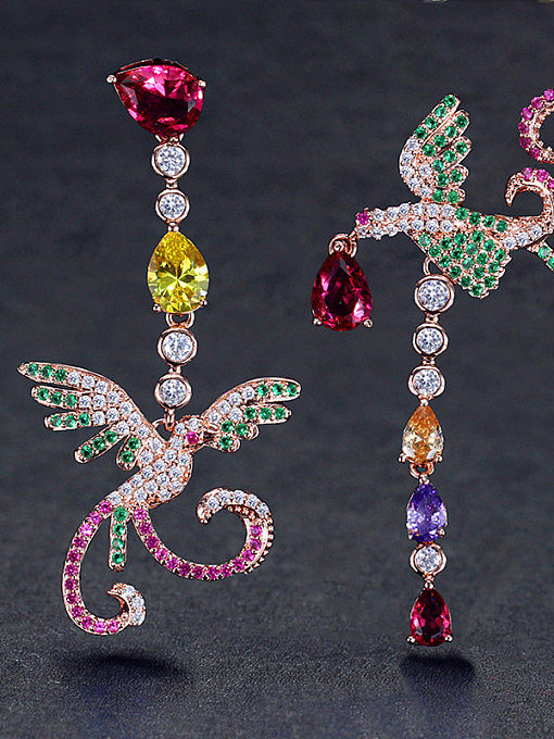 Boucles d'oreilles pendantes colorées de luxe de style occidental
