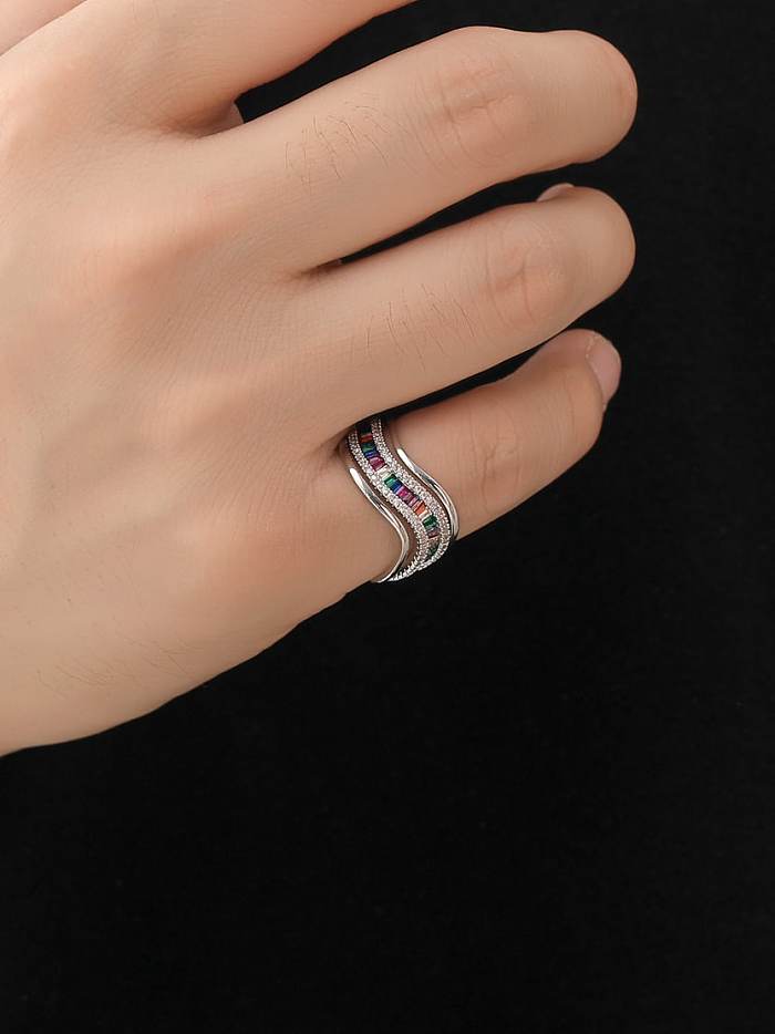 خاتم هيب هوب قابل للتكديس من النحاس الزركونيوم الهندسي