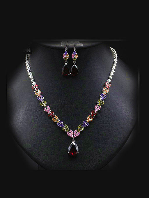 Conjunto de joyas de dos piezas de circón de color noble