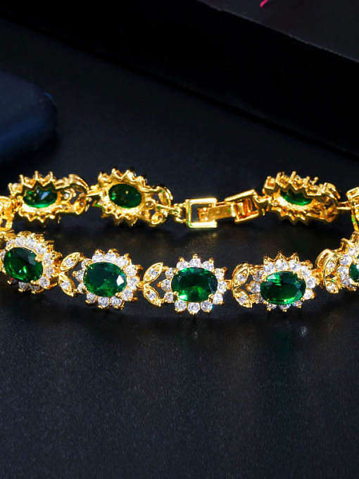 Copper Cubic Zirconia Flower Luxury Bracelet