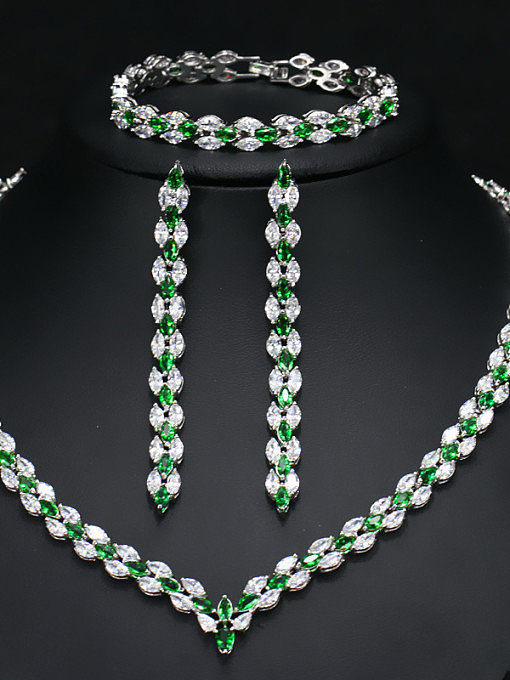 The Luxury Shine Haute Qualité Zircon Collier Boucles D'oreilles Bracelet 3 Pièces ensemble de bijoux