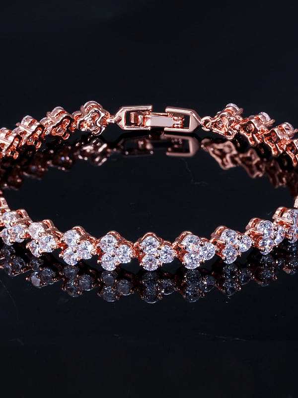 Copper Cubic Zirconia Heart Dainty Bracelet