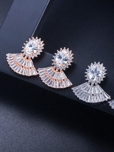 E0215 new style, elegant fan earrings, tiny zircons, wild women