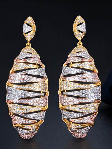 Brass Cubic Zirconia Irregular Luxury Drop Earring