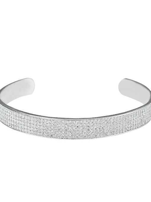 Brass Cubic Zirconia Geometric Minimalist Cuff Bangle