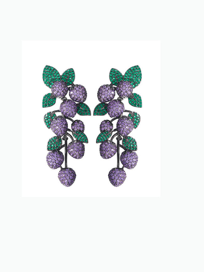 Brass Friut Grape Luxury Cluster Earring