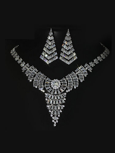 Conjunto de joyería de boda de collar de aretes de cristal Weatern