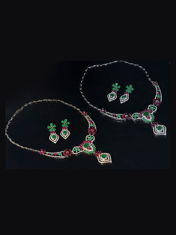 Conjunto de joias retrô estilo nacional flor duas peças
