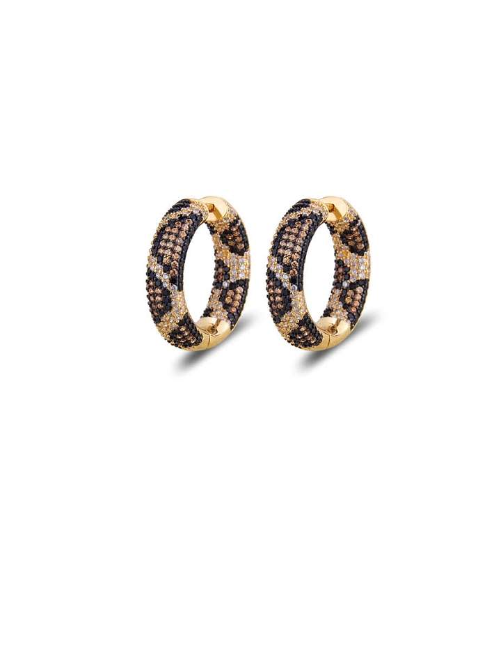 Brass Cubic Zirconia Round Vintage Huggie Earring