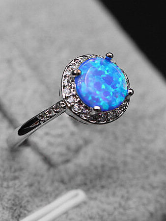 Platinum Plated Opal Stones Ring