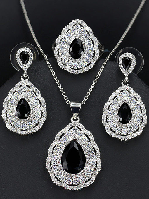 Luxury Color Zircon Three Pieces Jewelry Set