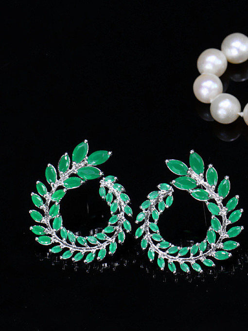 Juego de joyas de dos piezas de estilo occidental de moda con forma de hojas verdes