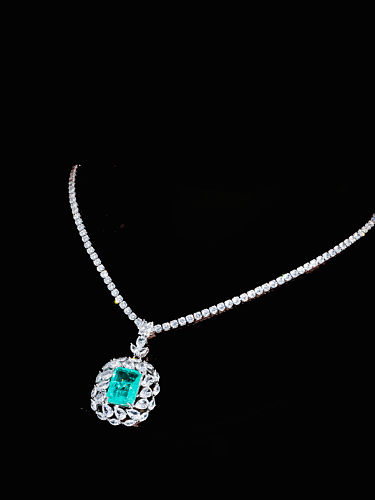 Brass Cubic Zirconia Luxury Geometric Earring and Necklace Set