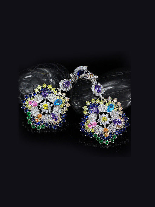 Exaggerate Colorful Flower Drop Chandelier earring