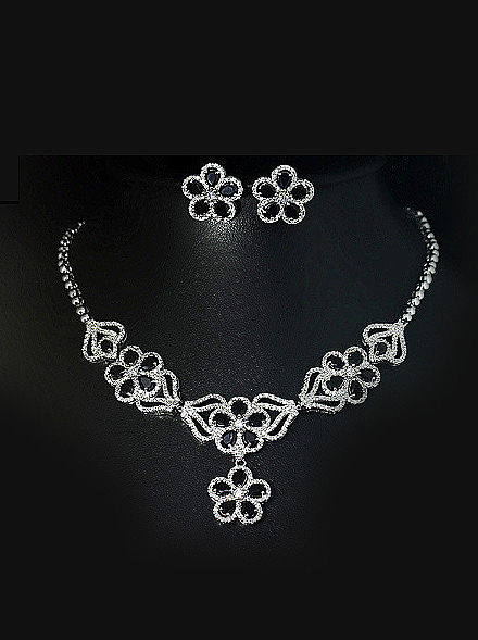 Conjunto de joias de duas peças de zircônia em forma de flor
