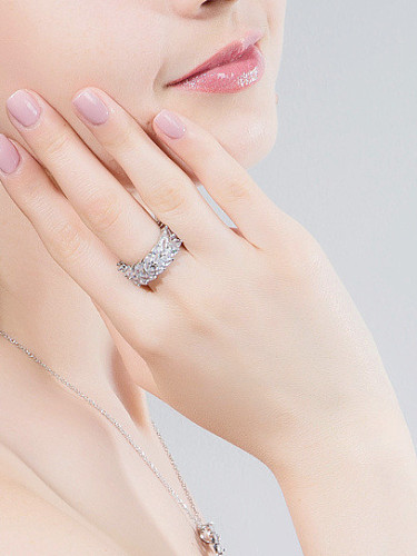 Copper inlaid AAA zircon bling-bling rings