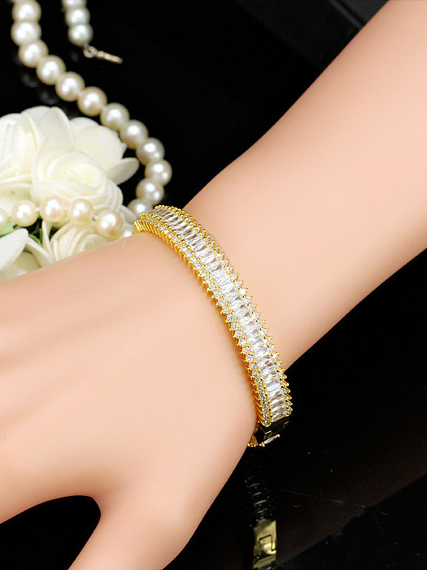 Gold Plated Micro Pave Zircons Fashion Copper Bangle