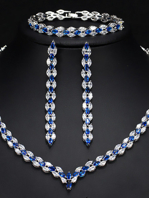 The Luxury Shine High Quality Zircon Necklace Earrings bracelet 3 Piece jewelry set