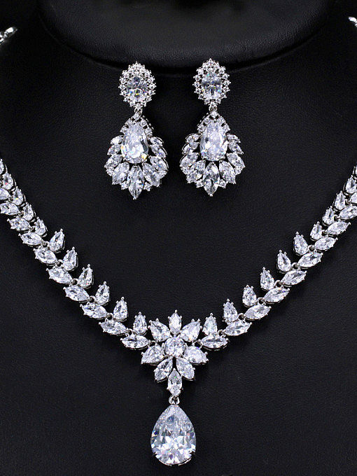 The Luxury Shine Collar de circón de alta calidad Pendientes Juego de joyas de 2 piezas
