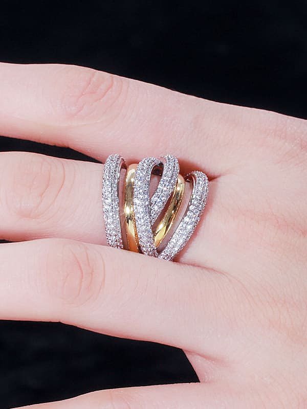 Copper Cubic Zirconia Irregular Luxury Band Ring