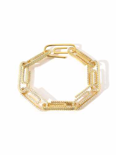 Bracelet Hip Hop Géométrique en Laiton Cubic Zirconia