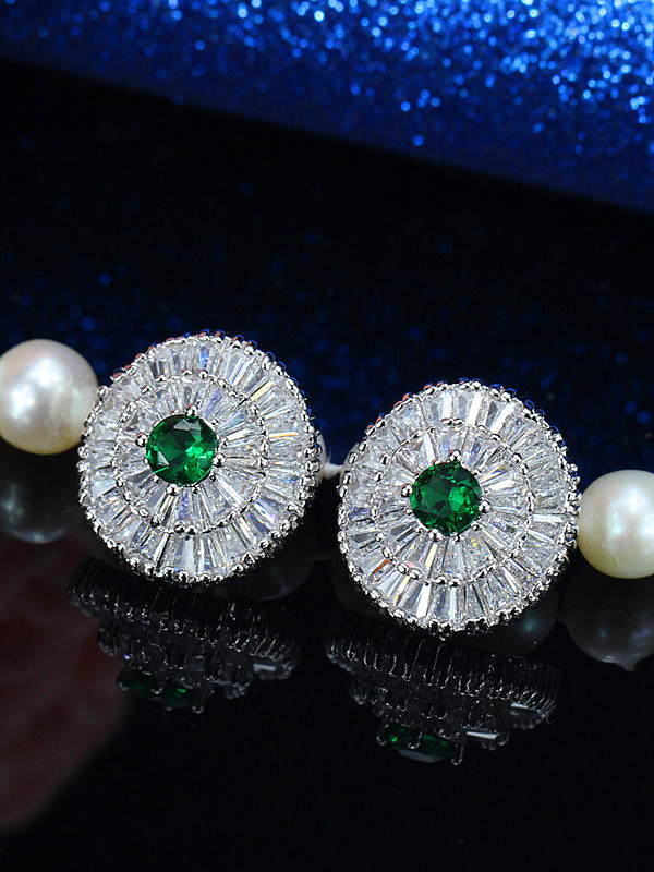 Simple Style Noble Round Stud Cluster earring
