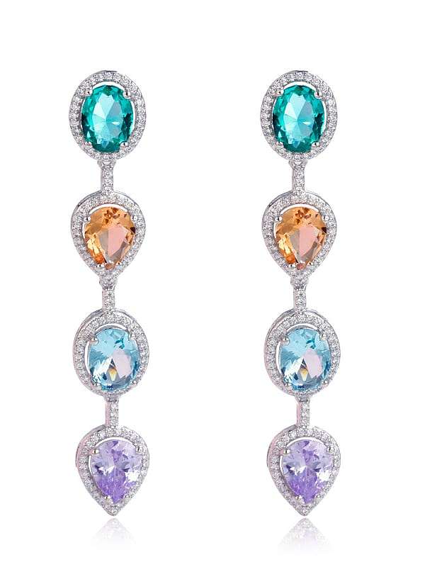 Brass Cubic Zirconia Heart Luxury Drop Earring