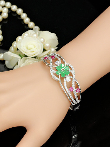 Wedding Party AAA Zircons Women Opening Copper Bangle