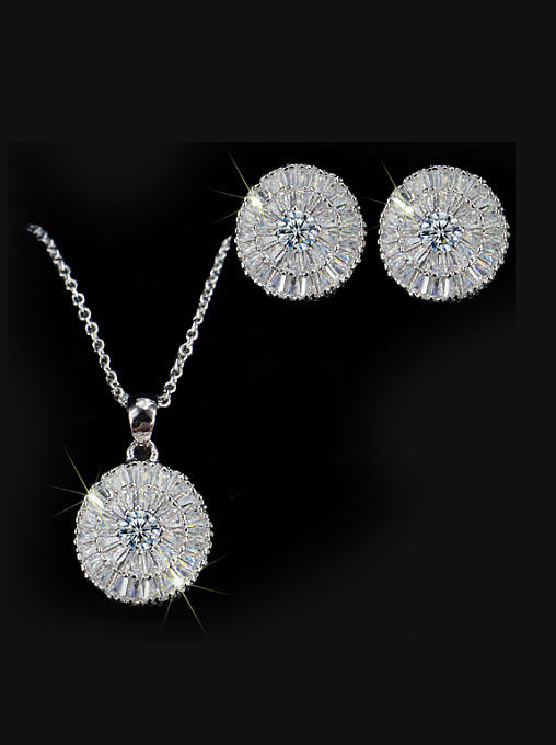 Noble Round Shaped stud Earring Necklace Jewelry Set