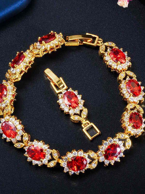 Copper Cubic Zirconia Flower Luxury Bracelet