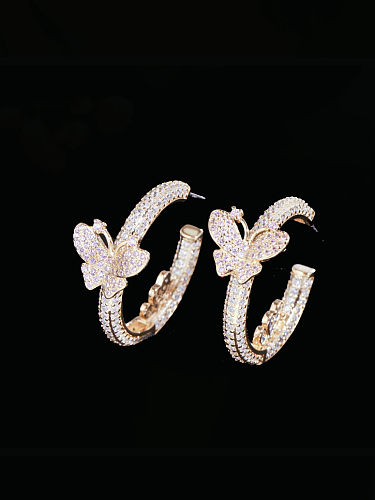Messing Zirkonia Schmetterling Luxus-Cluster-Ohrring