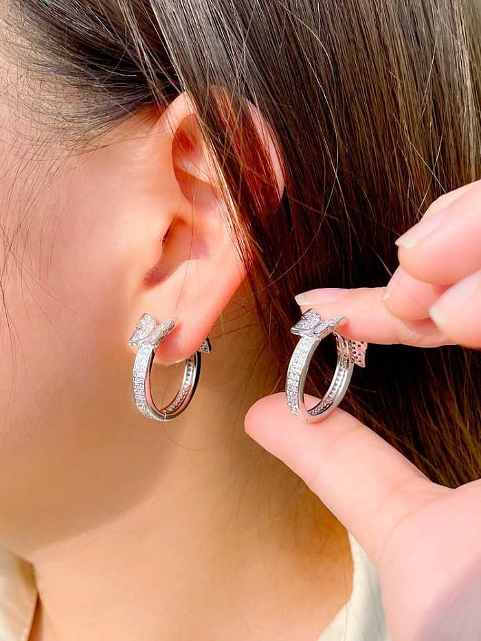 Brass Cubic Zirconia Butterfly Luxury Huggie Earring