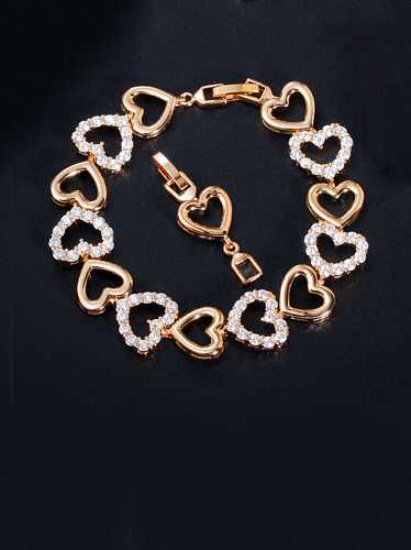 Copper Cubic Zirconia Heart Dainty Bracelet