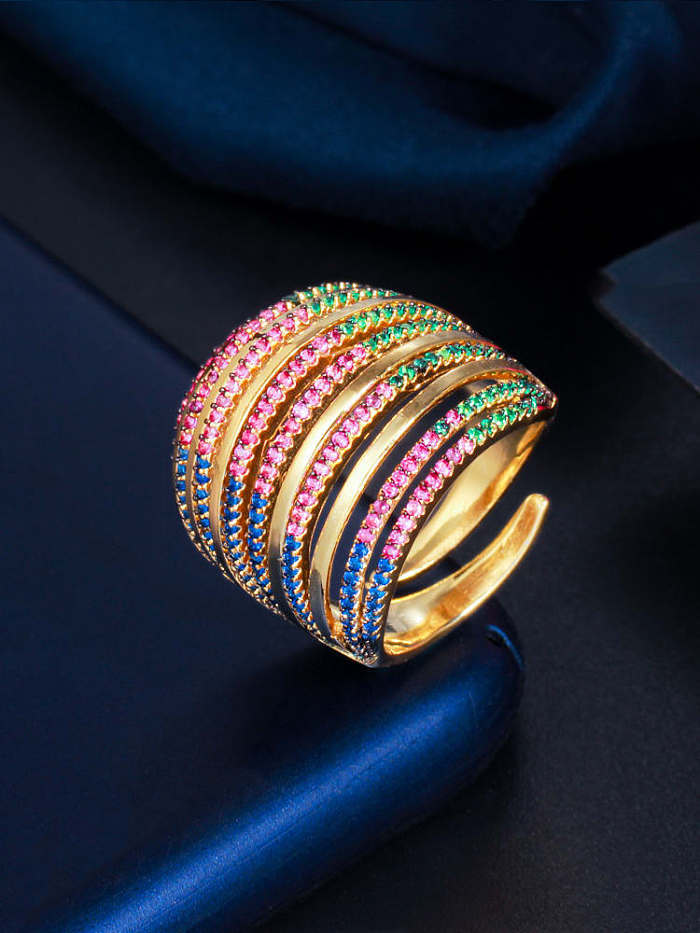 Messing Cubic Zirkonia geometrischer Luxus stapelbarer Ring