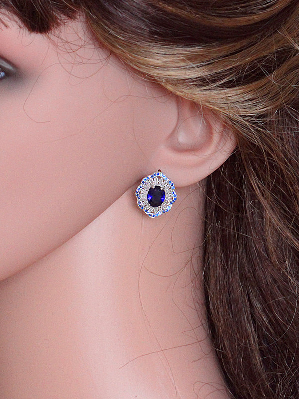 Exquisite AAA Color Zircons Stud Cluster earring