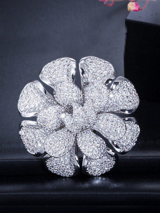 Kupfer mit Zirkonia-Luxus-Blumen-Band-Ringen