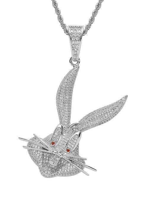 Brass Cubic Zirconia Rabbit Dainty Necklace