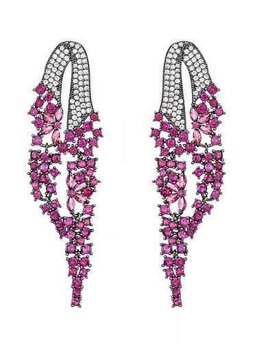Pendiente de lujo con flor de diamantes de imitación de latón