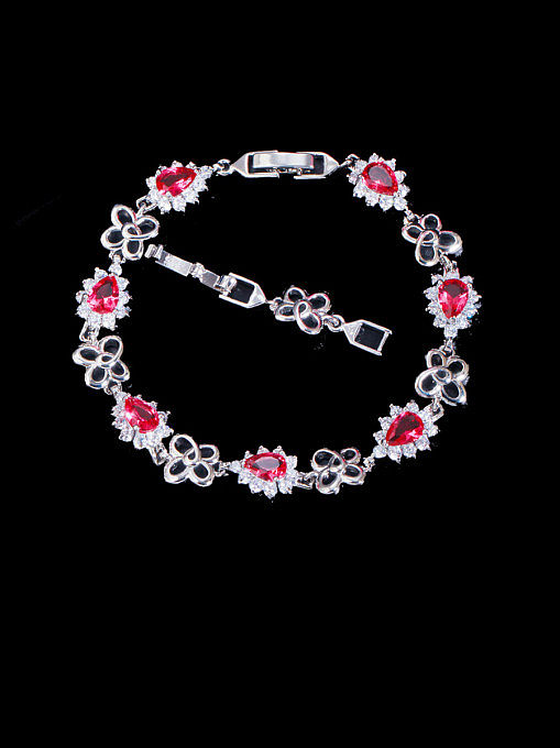 Pulseira de luxo flor de zircônia cúbica de latão