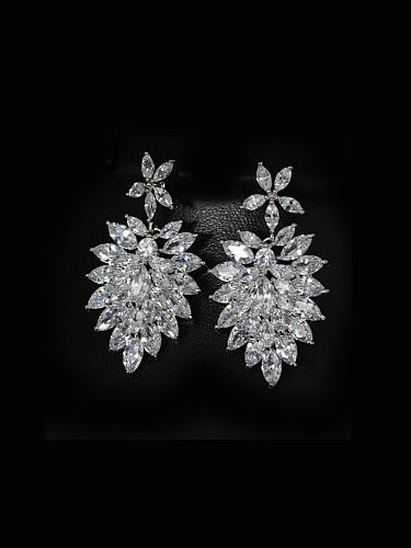 AAA Zircons Wedding Drop Cluster earring