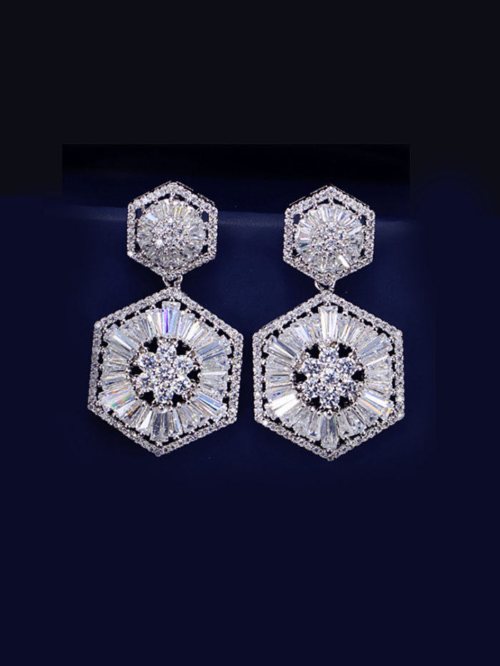 Micro Pave Zircon Drop Cluster earring