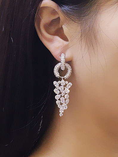 Rose Gold Plated Zircon Drop Cluster earring