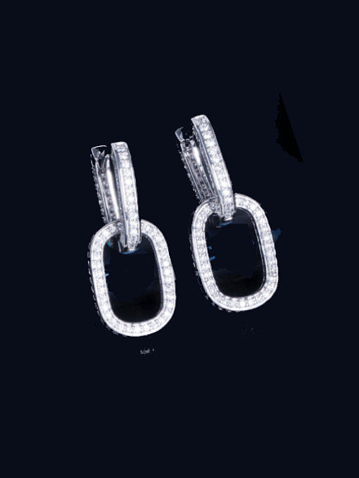 Brass Cubic Zirconia Geometric Minimalist Huggie Earring
