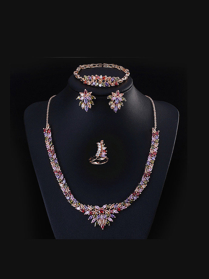 colorful Zircon Two Pieces Jewelry Set
