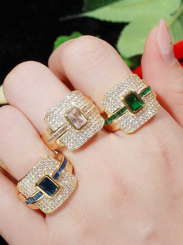 Copper With Gold Plated Fashion Square Band Rings