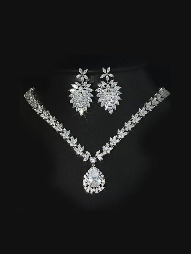 Conjunto de joias de duas peças de zircônia para acessórios de casamento