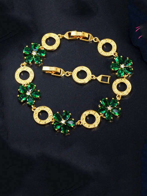 Copper Cubic Zirconia Flower Luxury Bracelet