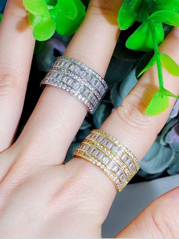 Copper Cubic Zirconia Geometric Luxury Band Ring