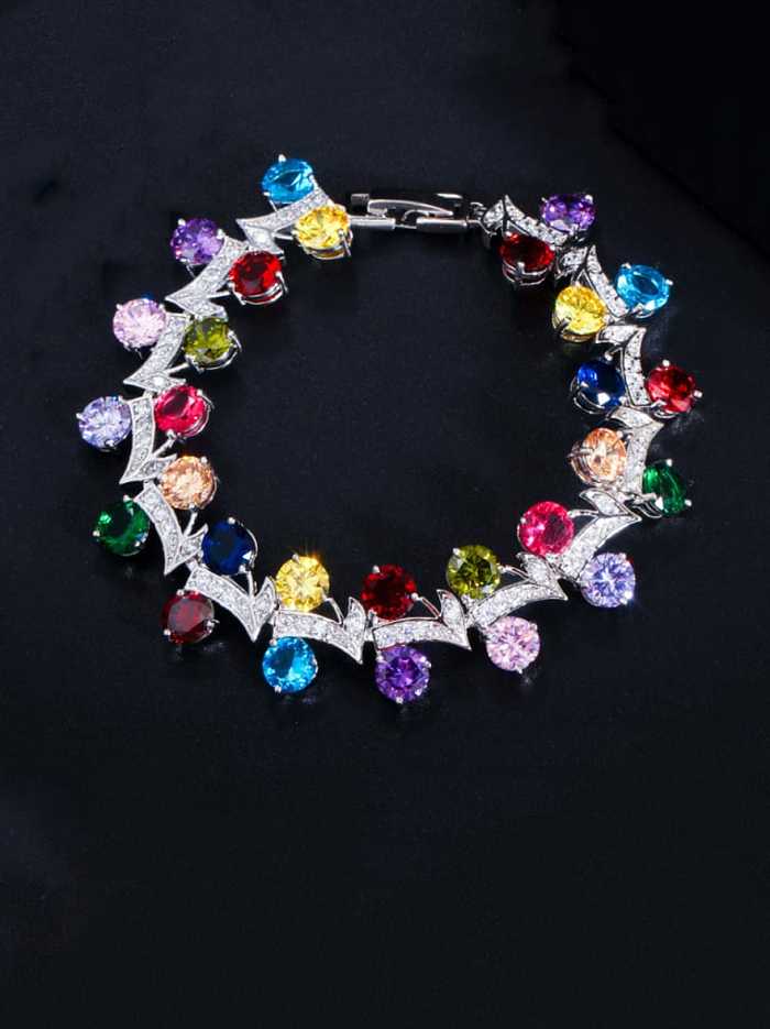Copper Cubic Zirconia Leaf Luxury Bracelet