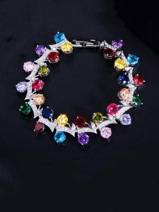 Copper Cubic Zirconia Leaf Luxury Bracelet